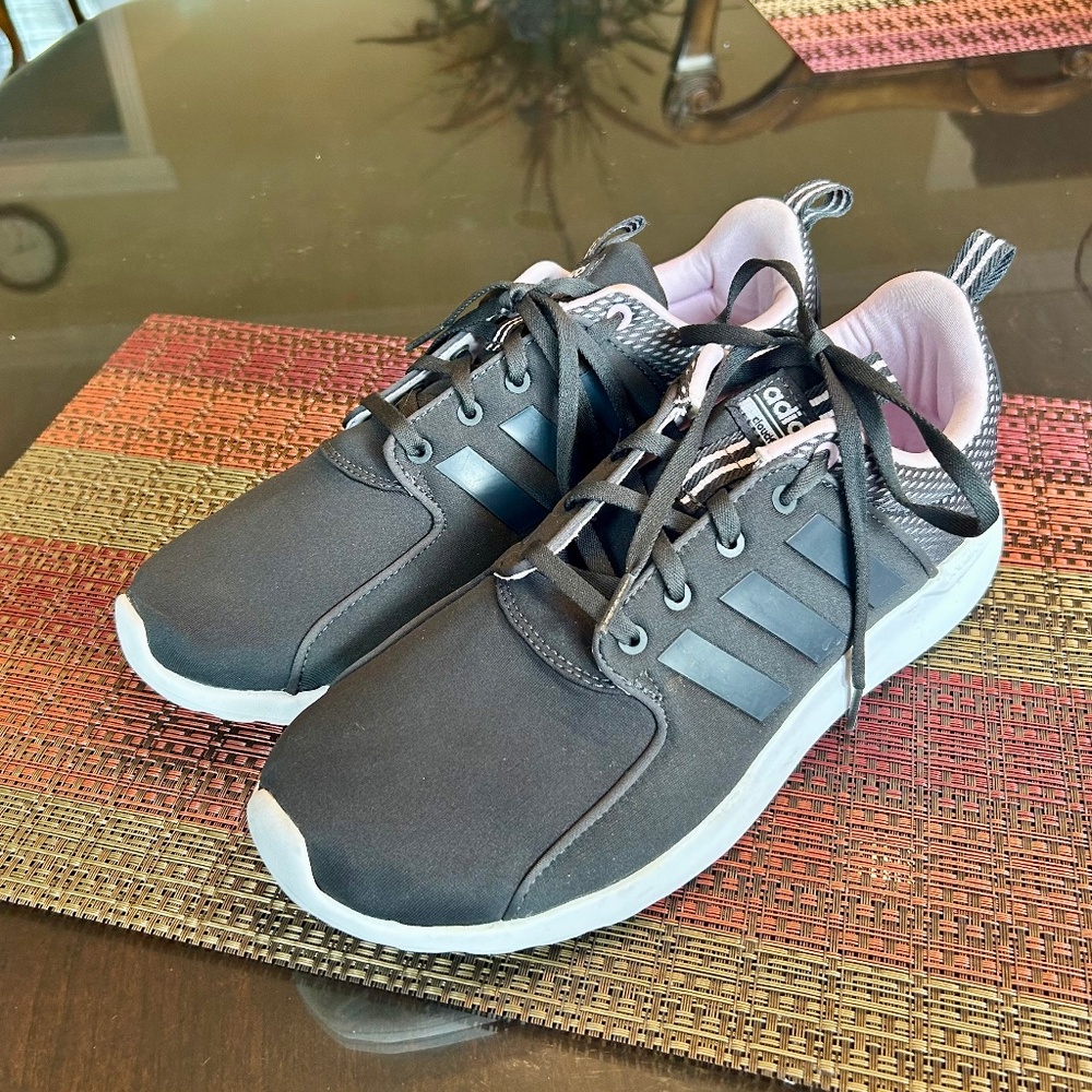 NWOT Adidas Black and Pink Lite Racer Cloudfoam Running Shoes Size 10